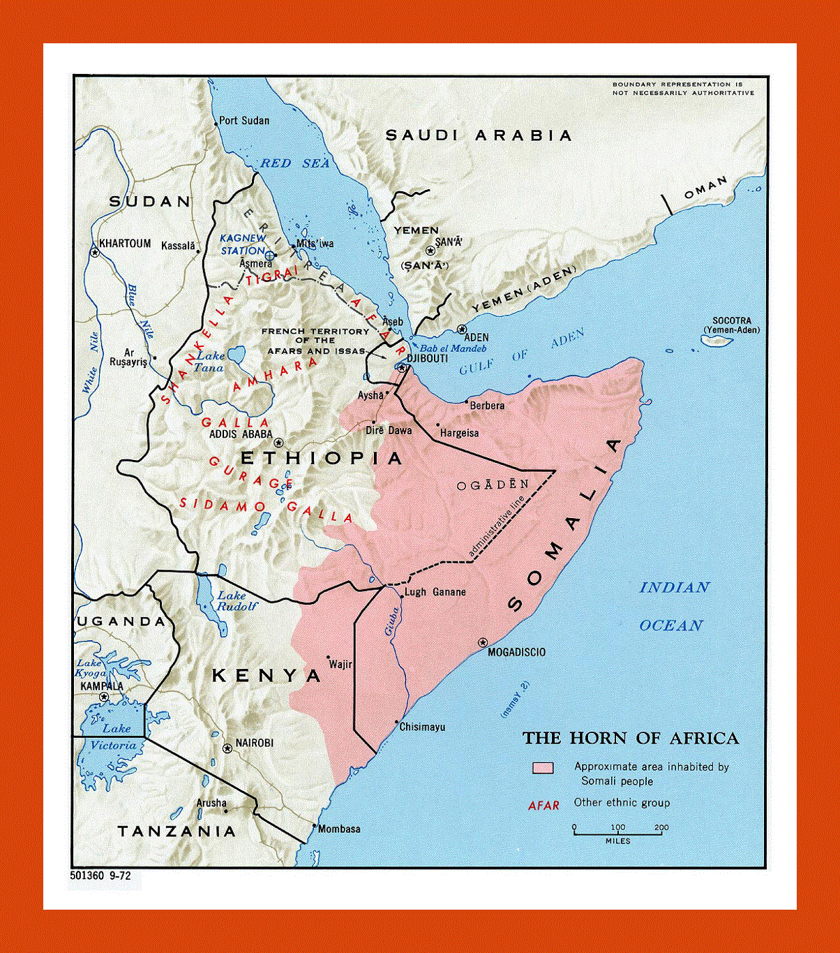 Map of Horn of Africa - 1972