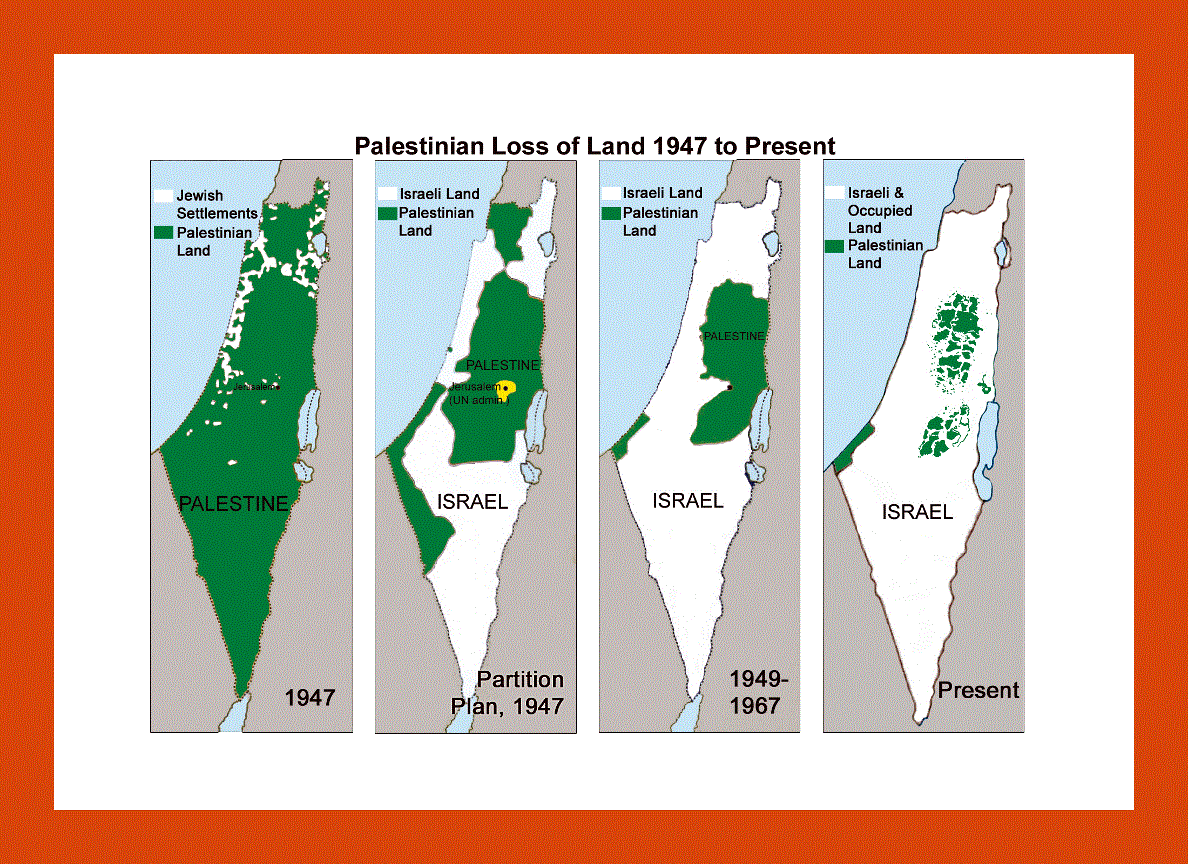 Map of Palestinian loss of land - 1947 to present