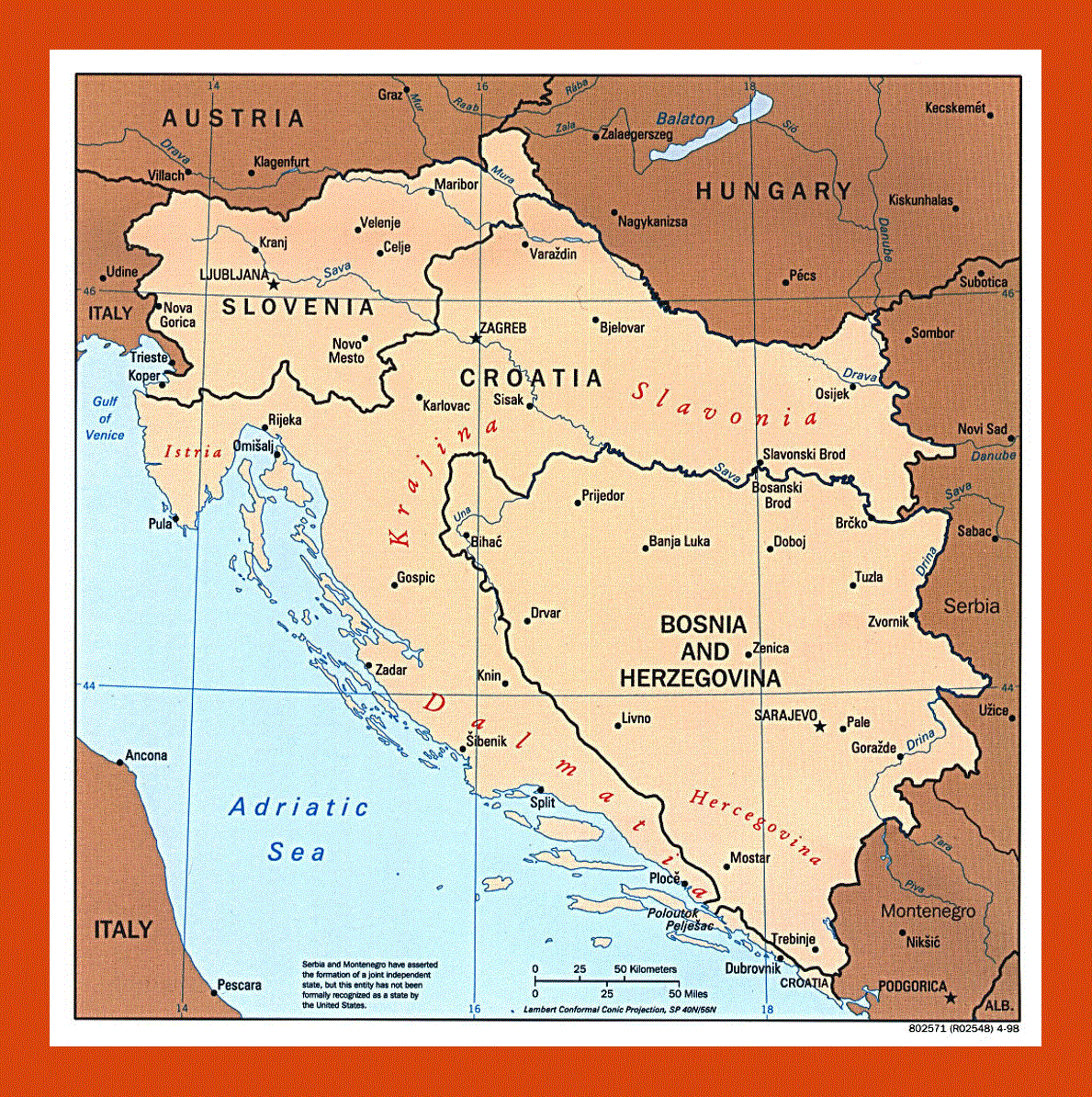 Political map of Western Balkans - 1997