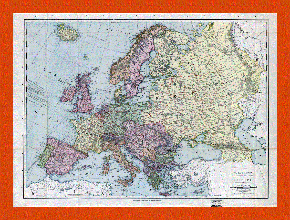 Old political map of Europe - 1912