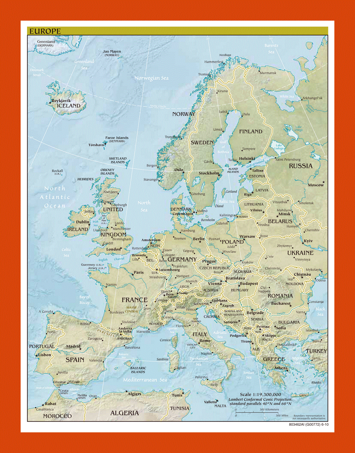 Political map of Europe - 2010