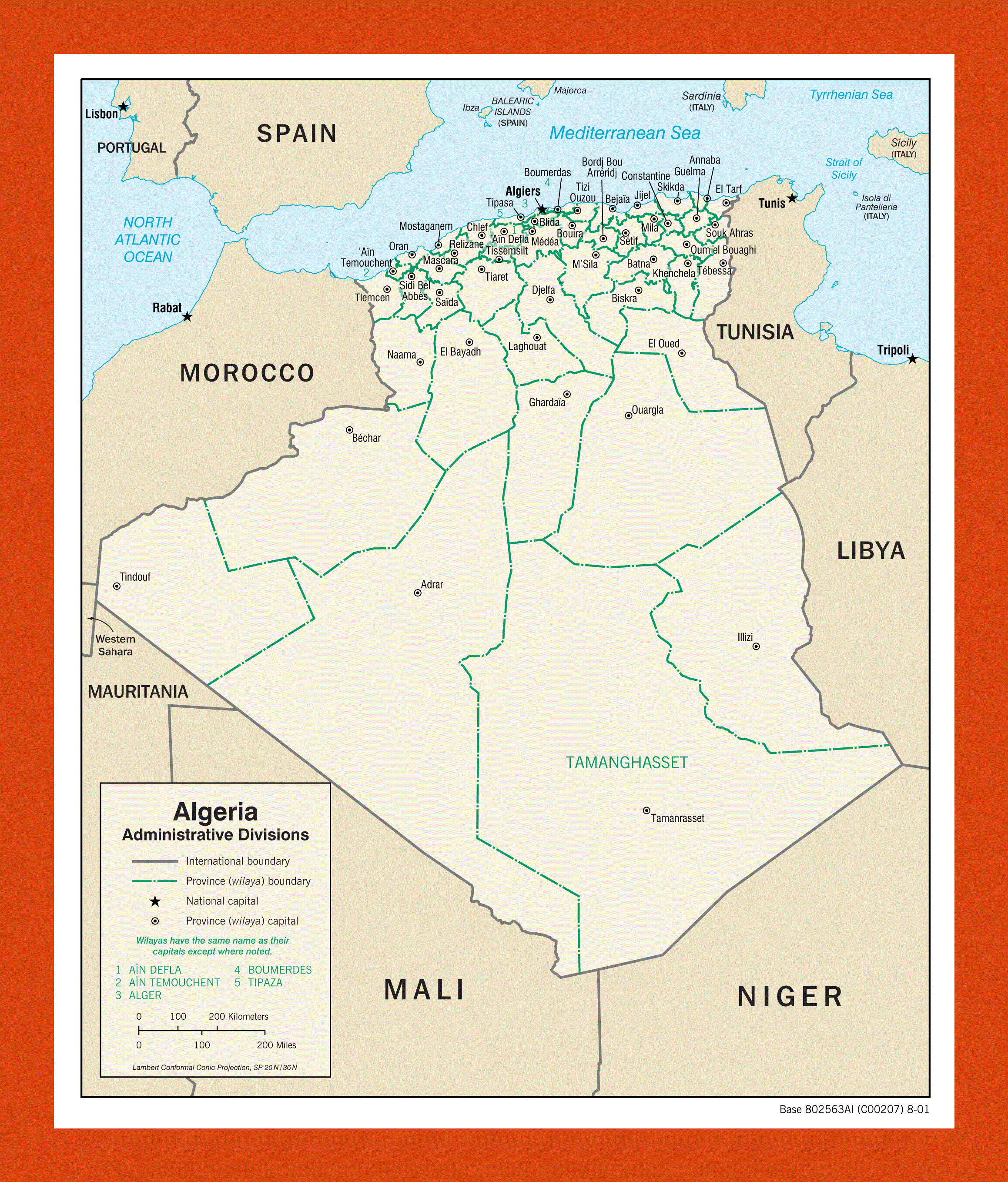 Administrative divisions map of Algeria - 2001 | Maps of Algeria | Maps ...
