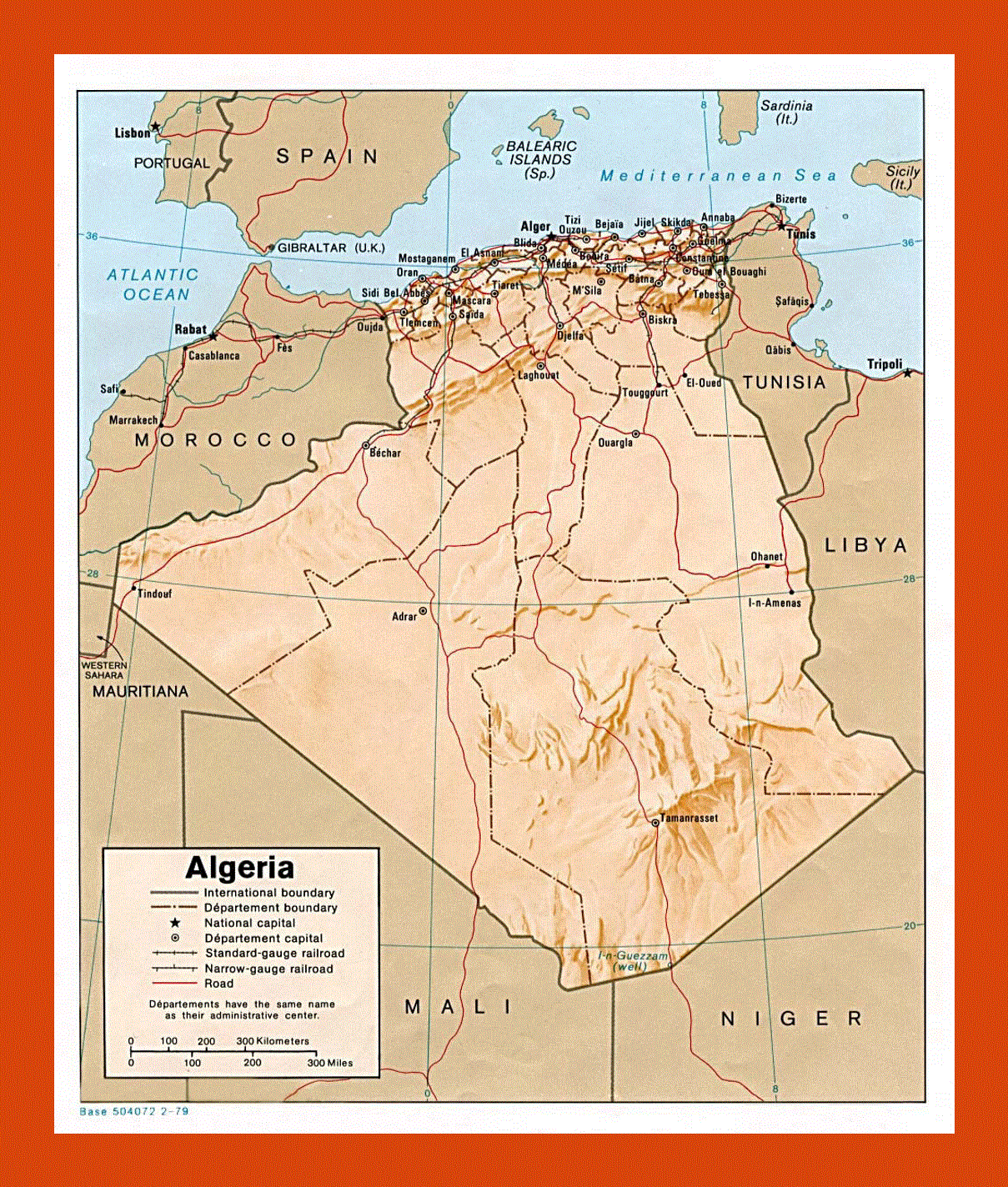 Political and administrative map of Algeria - 1979