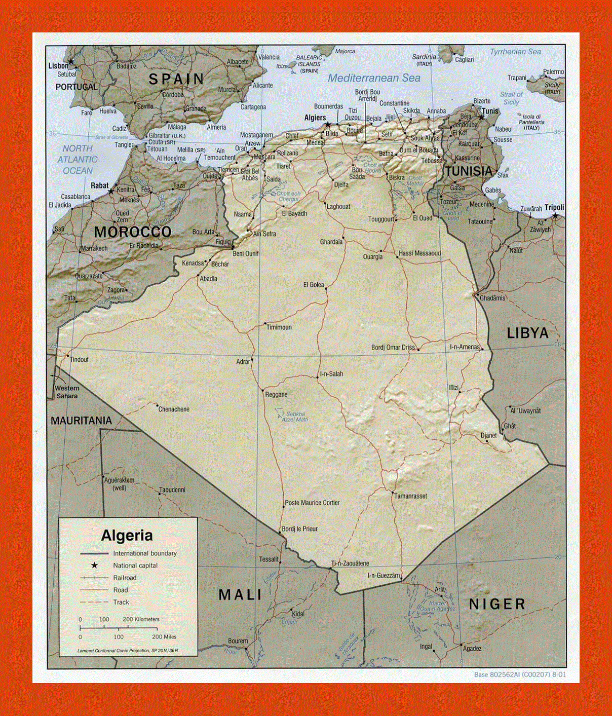 Political map of Algeria - 2001