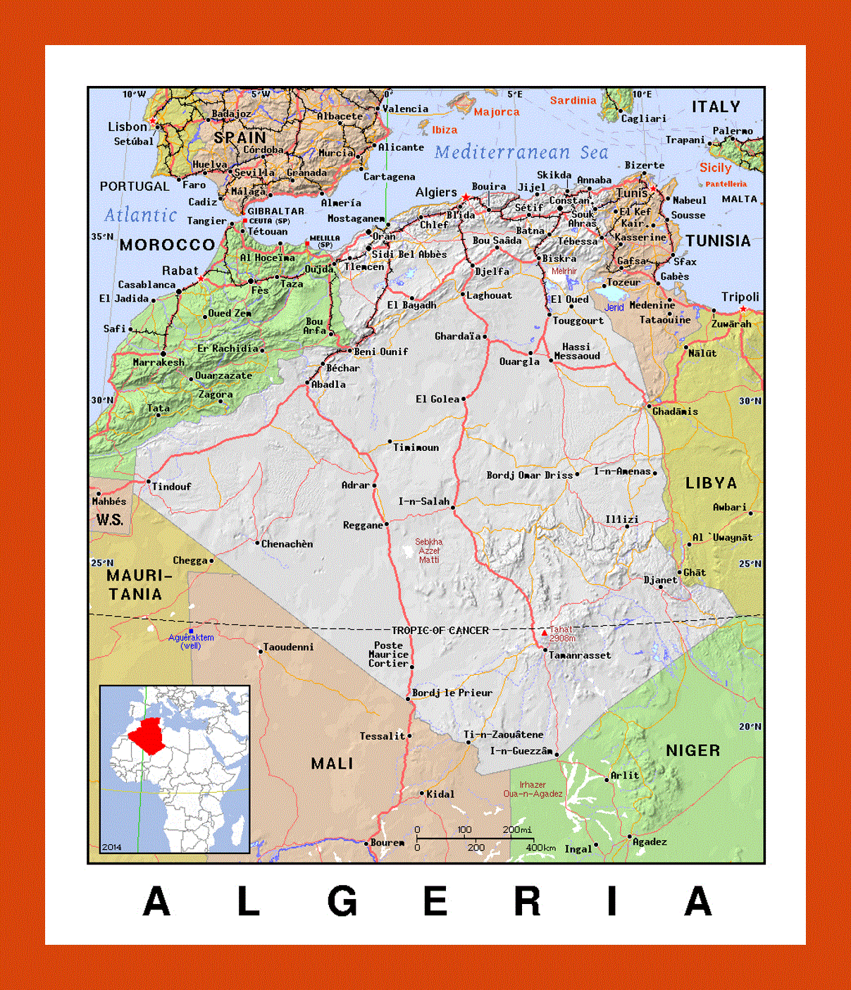 Political map of Algeria
