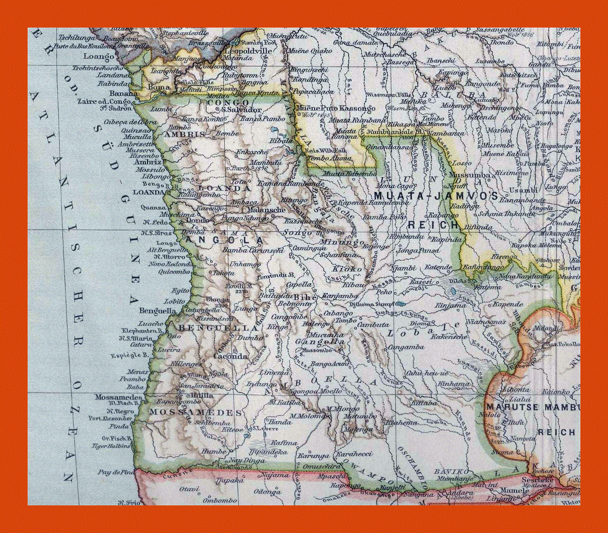 Old map of Angola - 1900