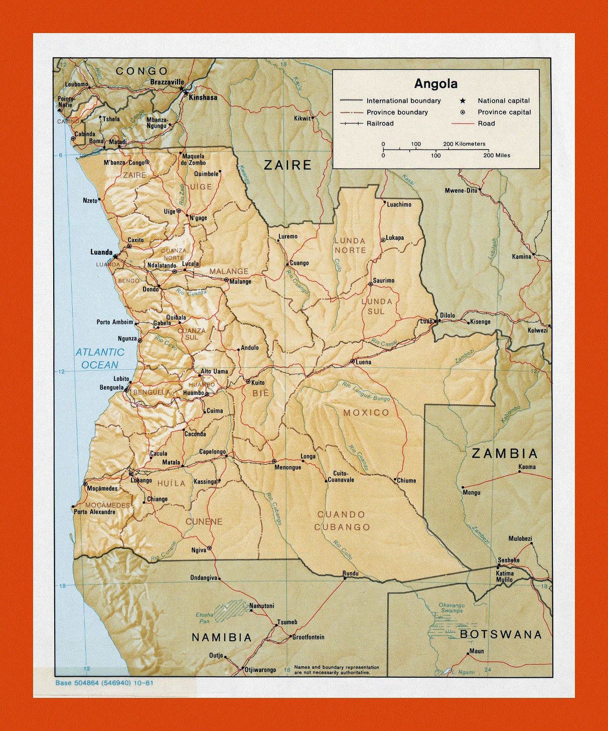 Political and administrative map of Angola - 1981