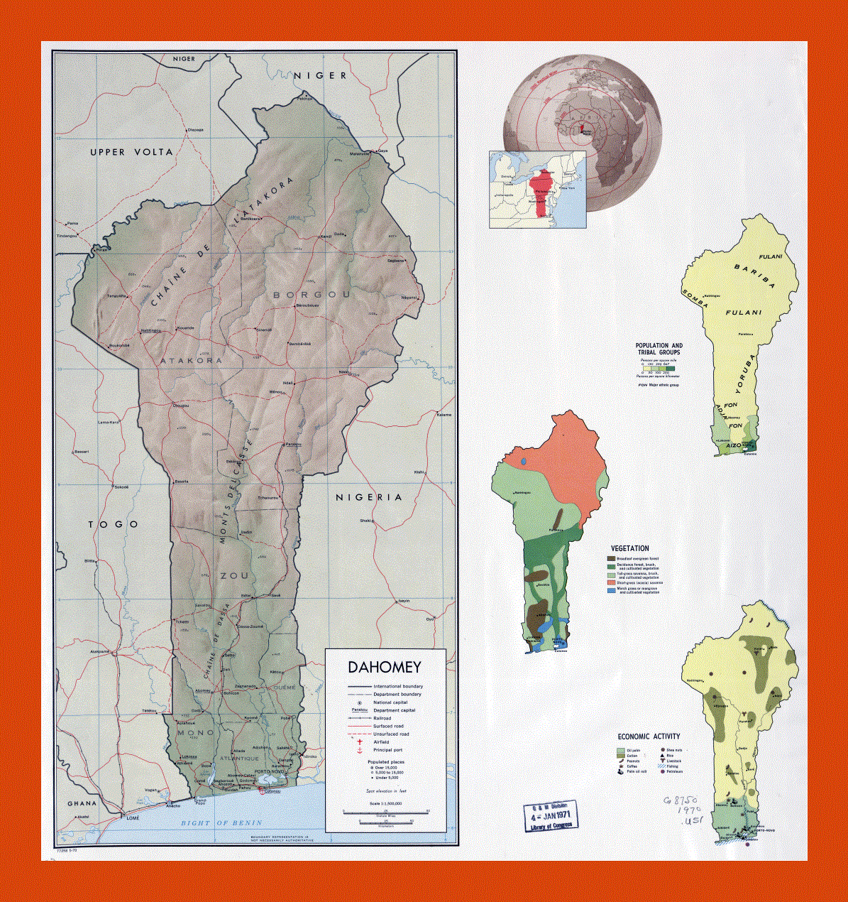 Country profile map of Benin - 1970