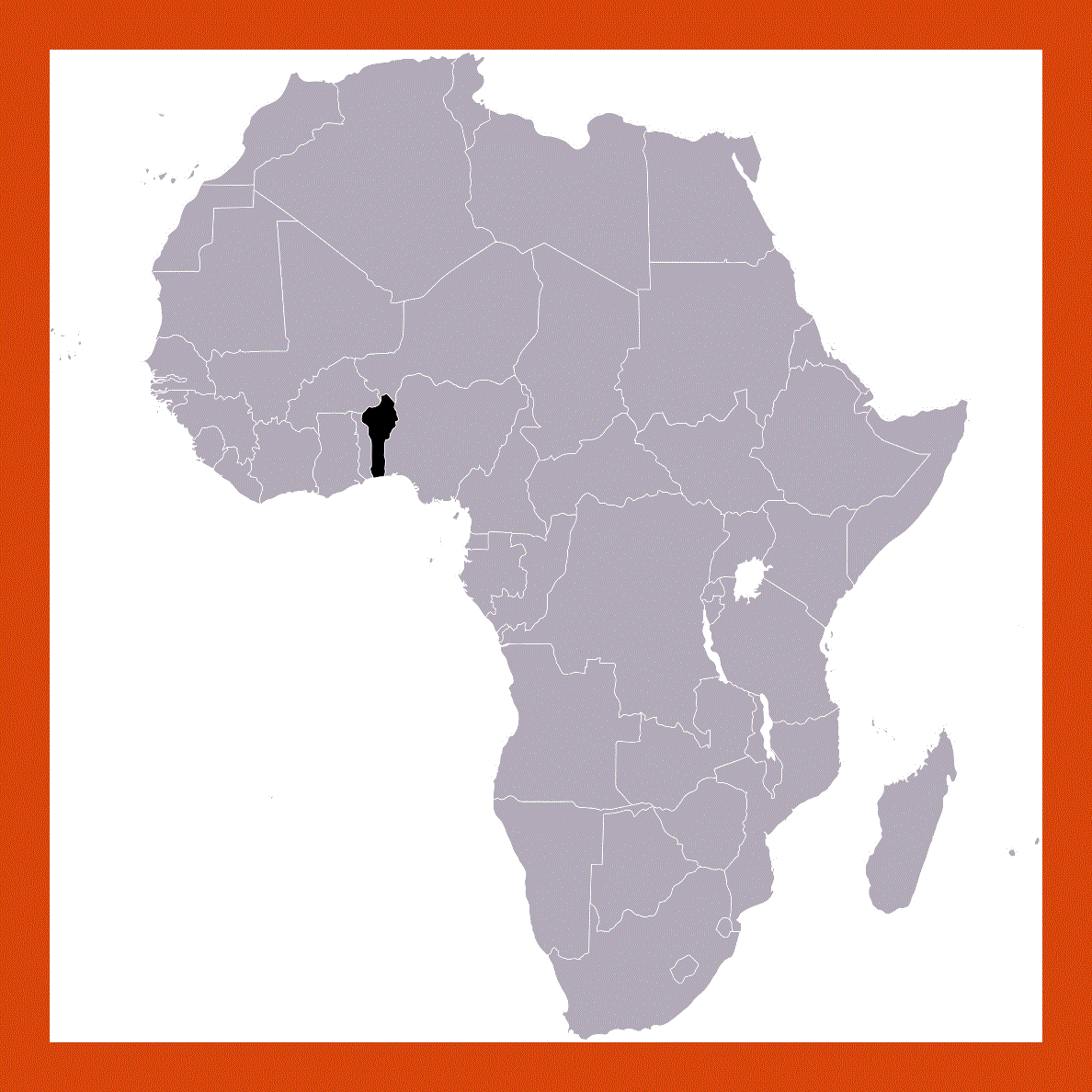 Location map of Benin in Africa