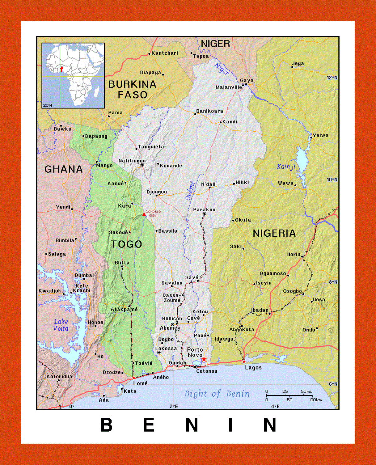 Political map of Benin