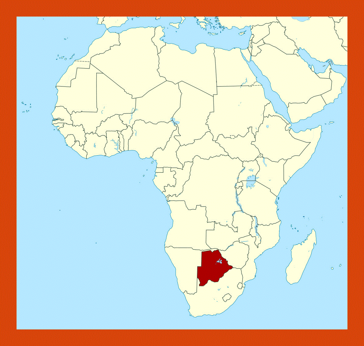 Location map of Botswana in Africa