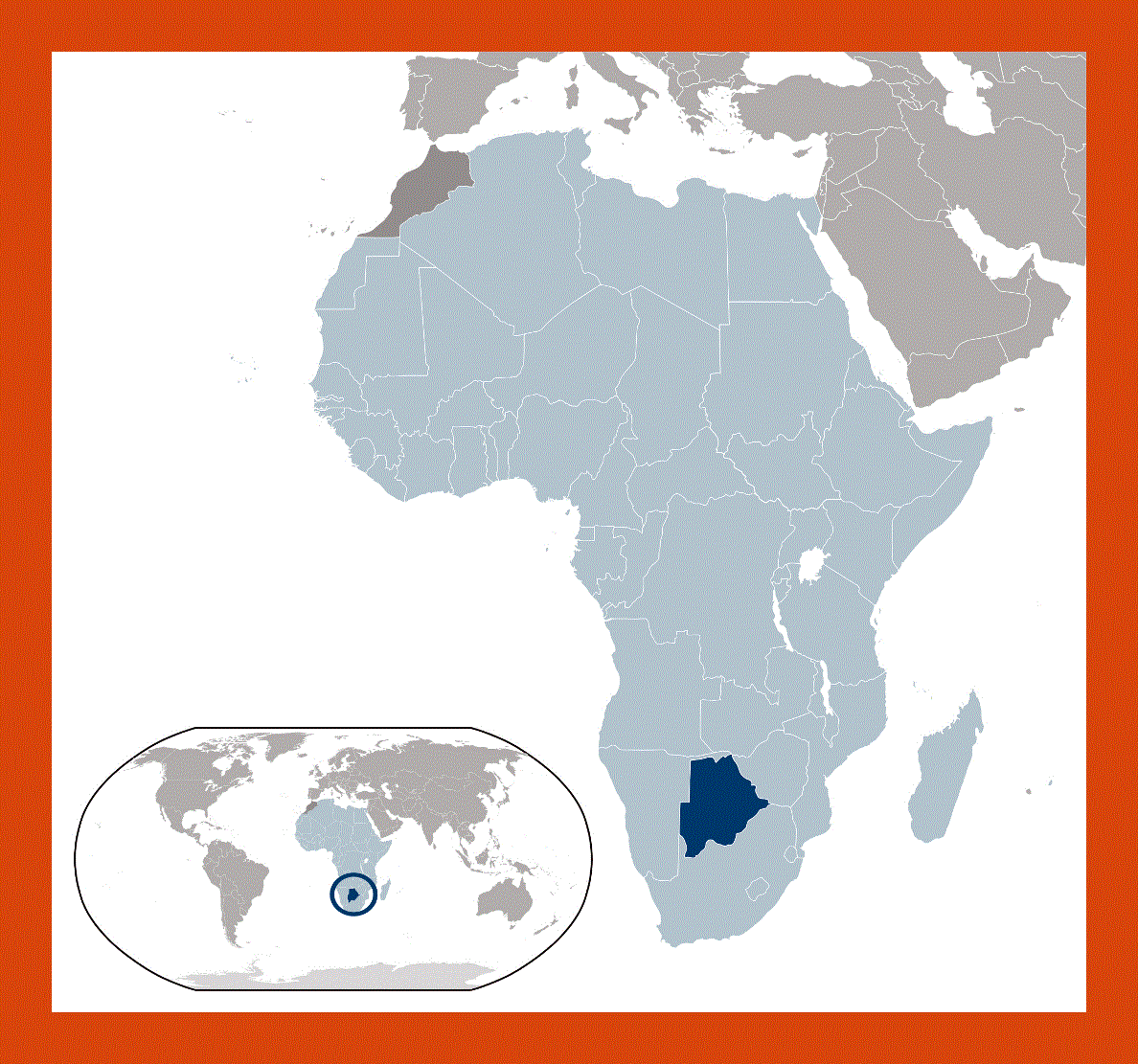Location map of Botswana