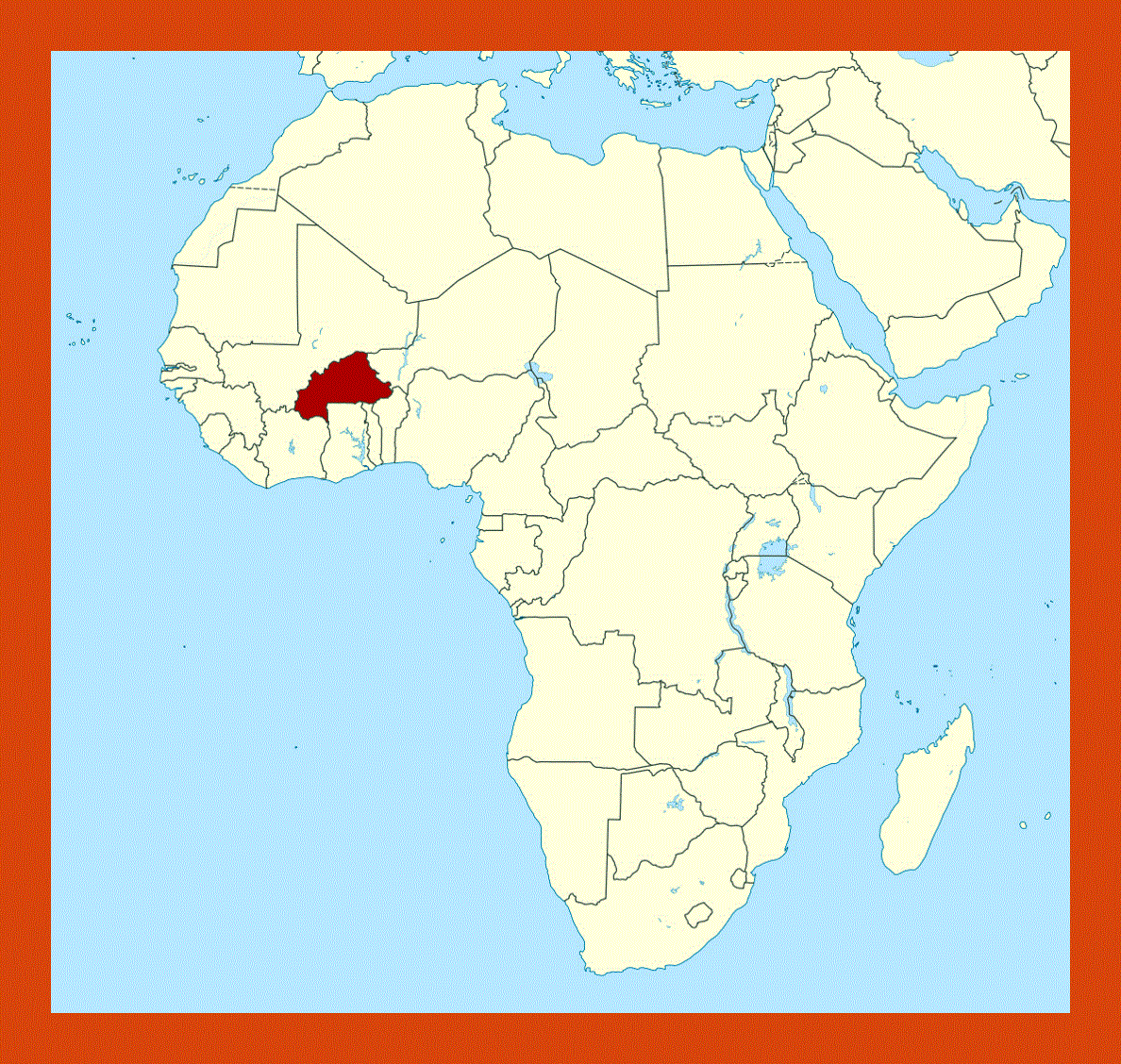 Location map of Burkina Faso in Africa
