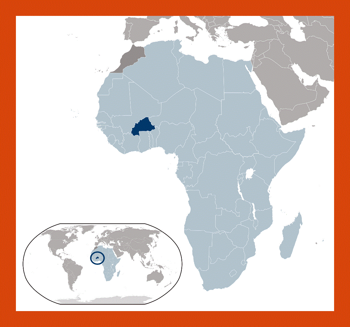 Location map of Burkina Faso