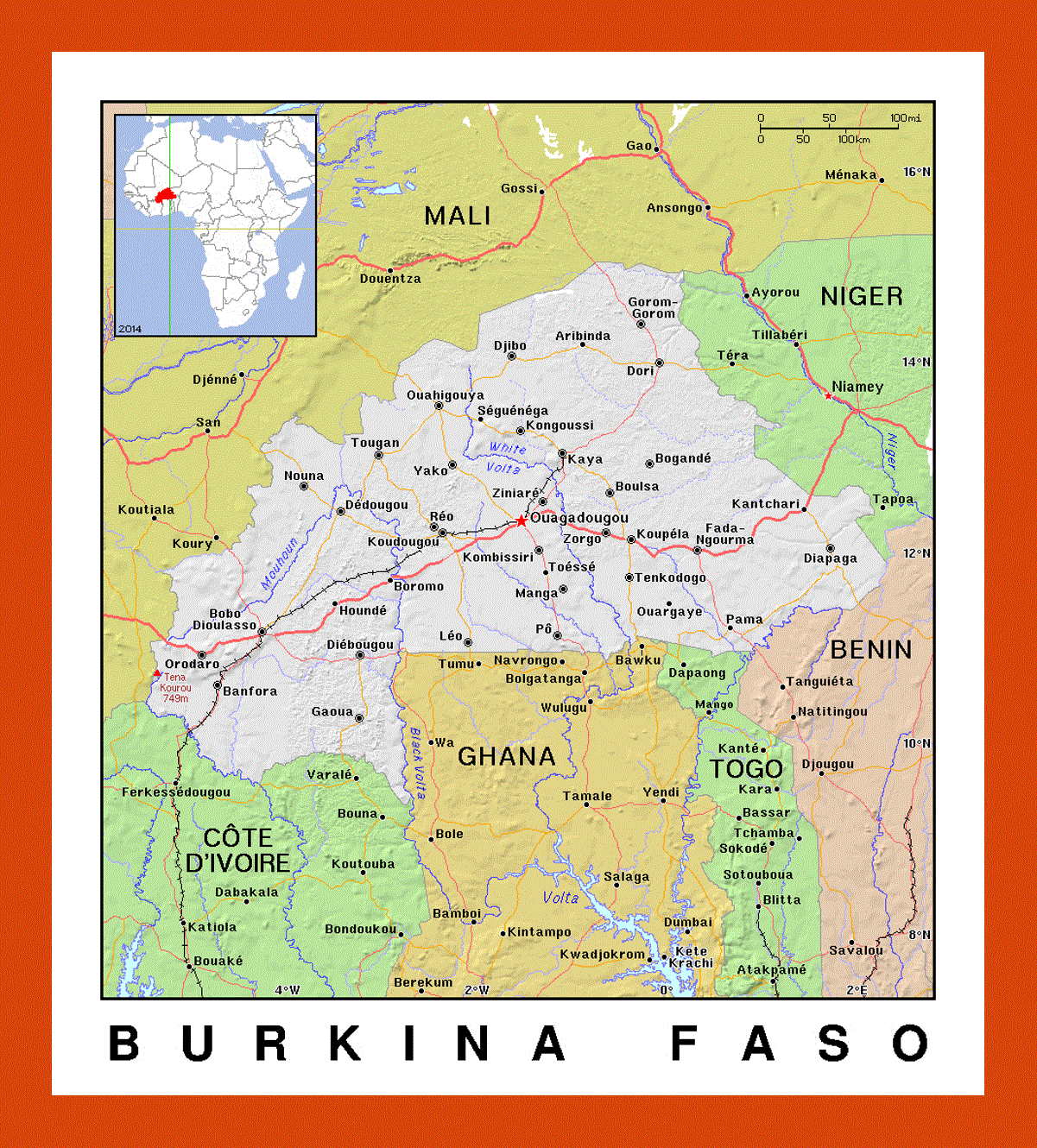 Political map of Burkina Faso