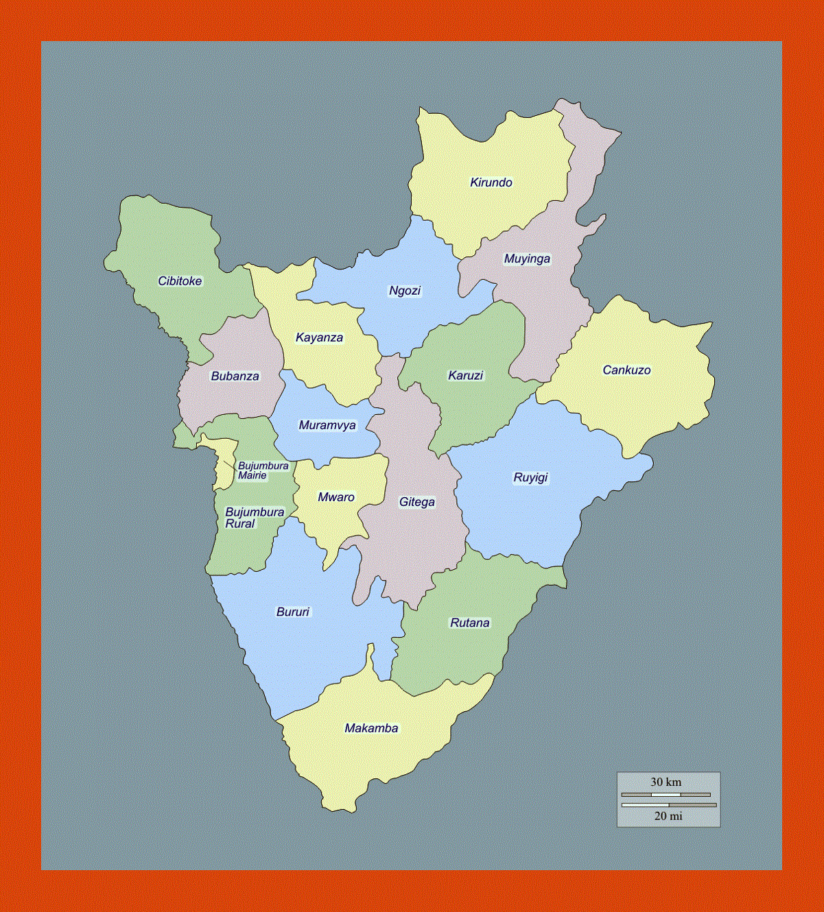 Administrative map of Burundi