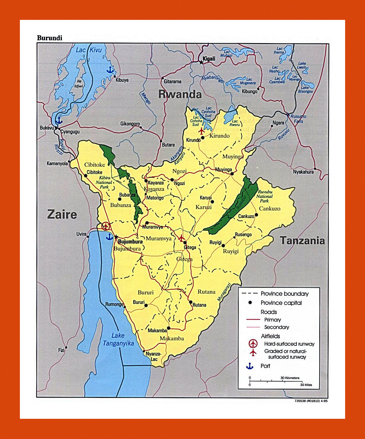 Map of Burundi - 1995