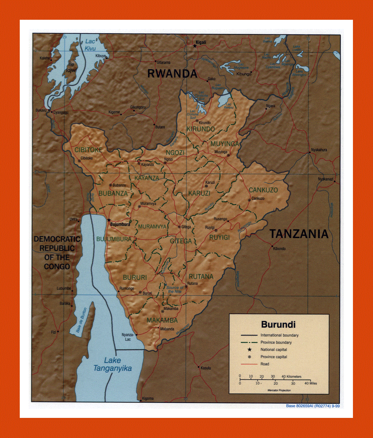 Political and administrative map of Burundi - 1999