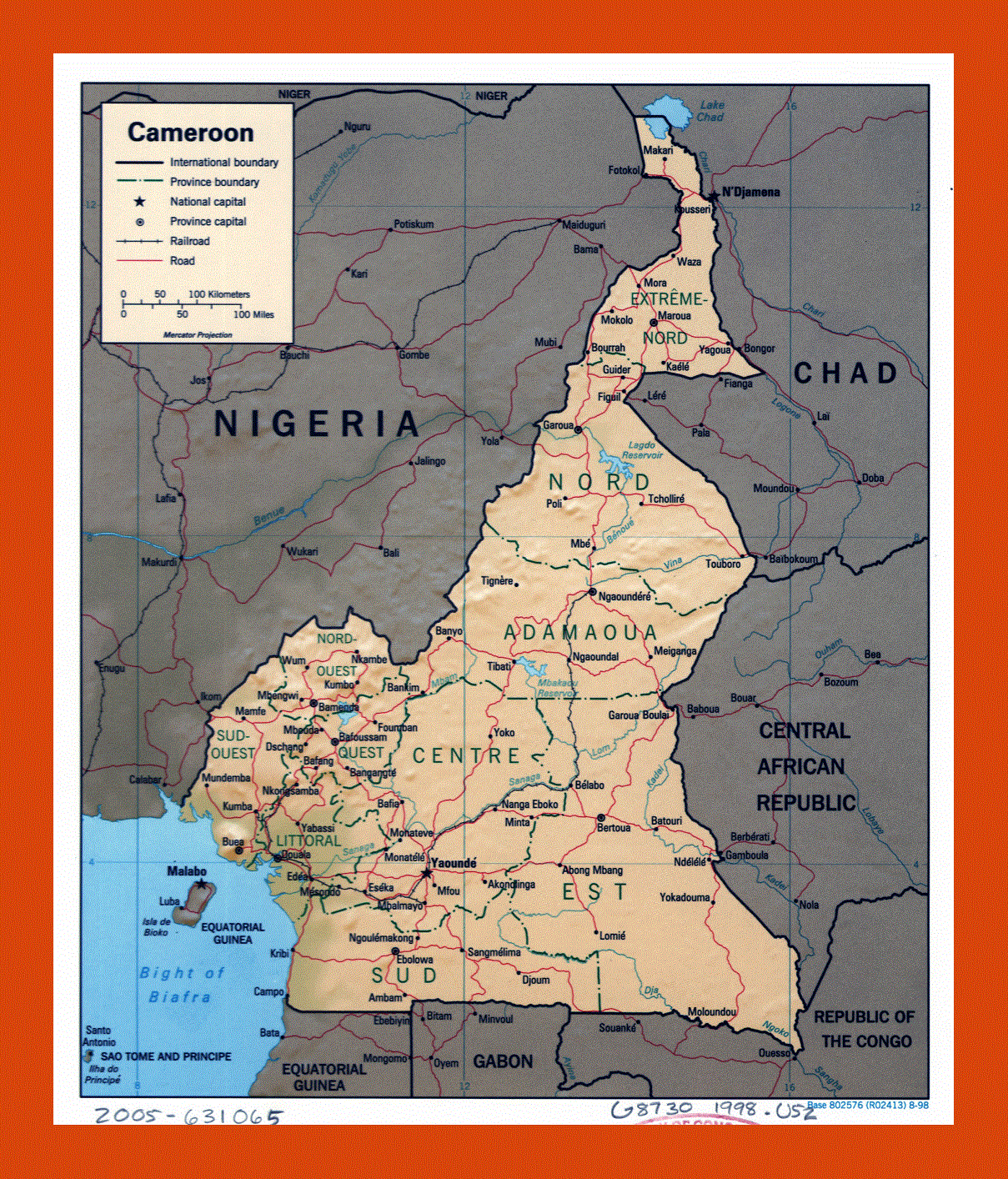 Political and administrative map of Cameroon - 1998