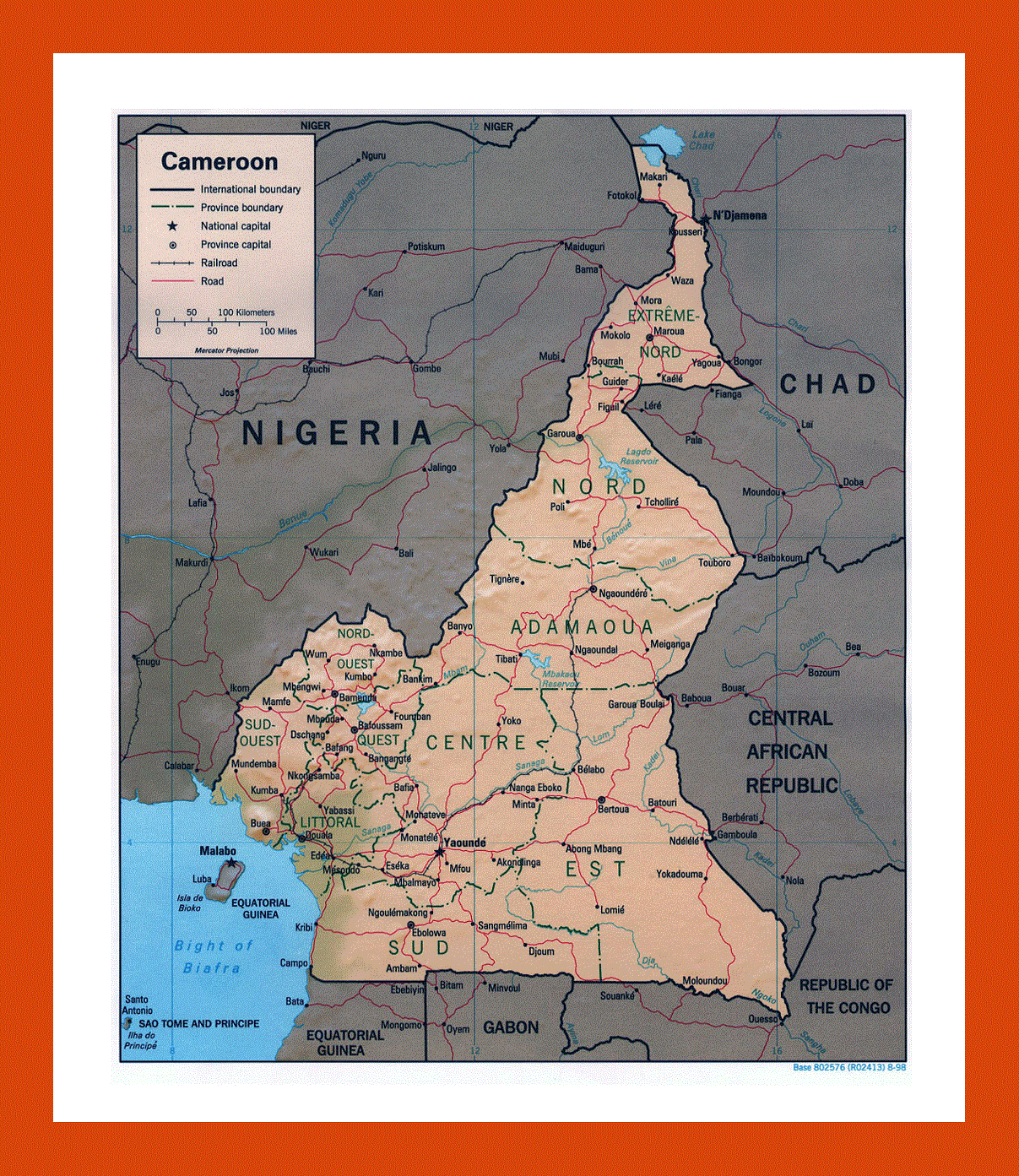 Political and administrative map of Cameroon - 1998