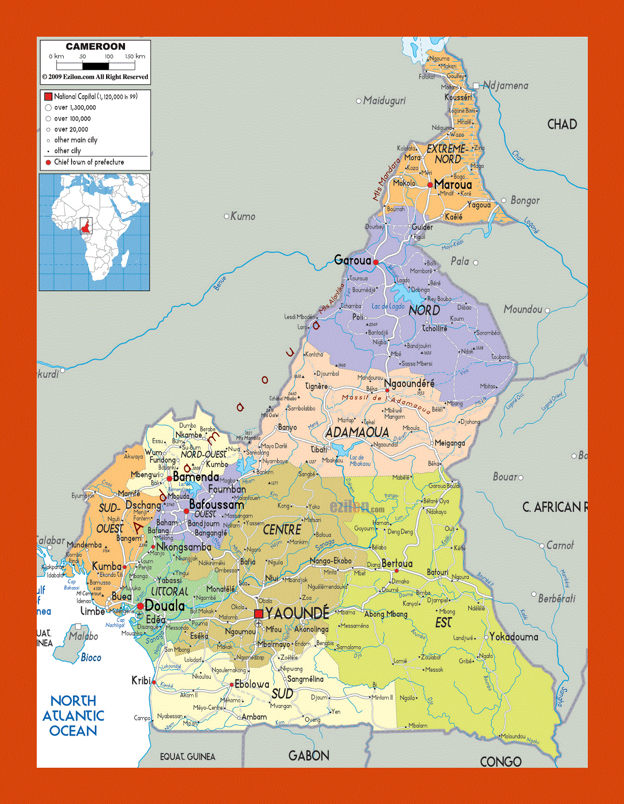 Political and administrative map of Cameroon