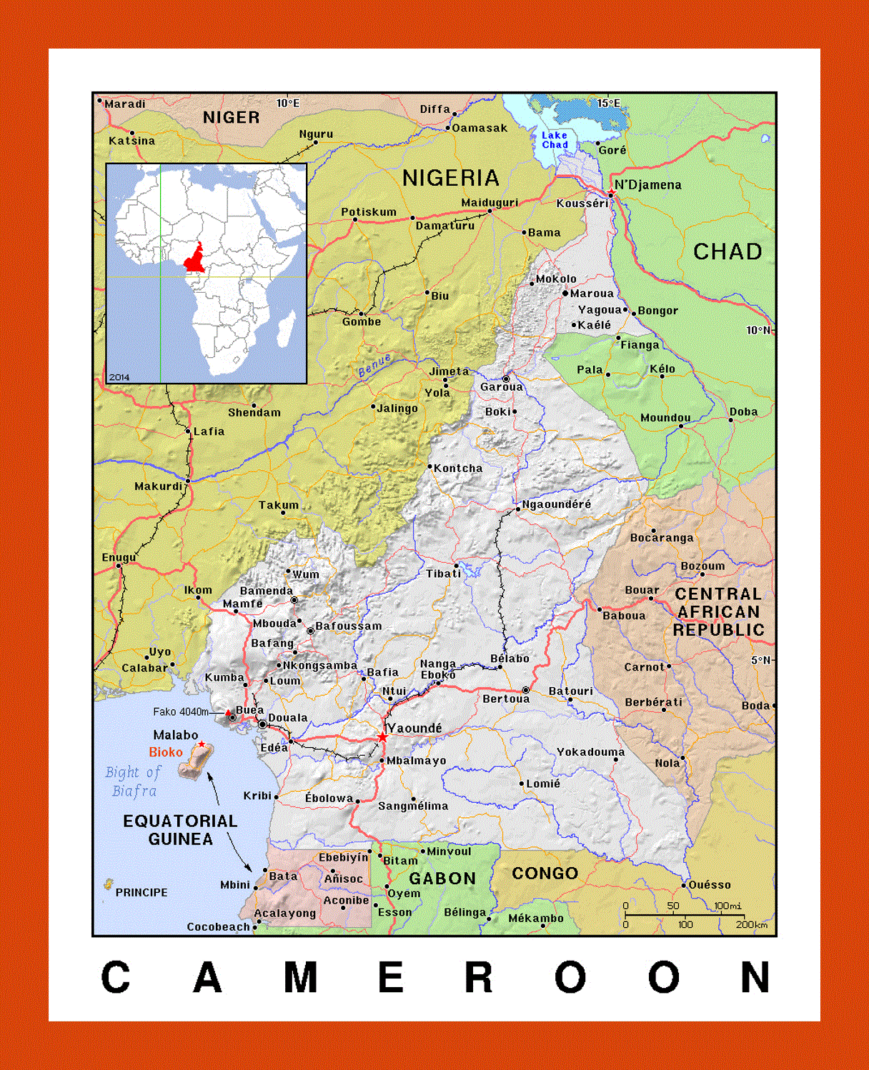 Political map of Cameroon