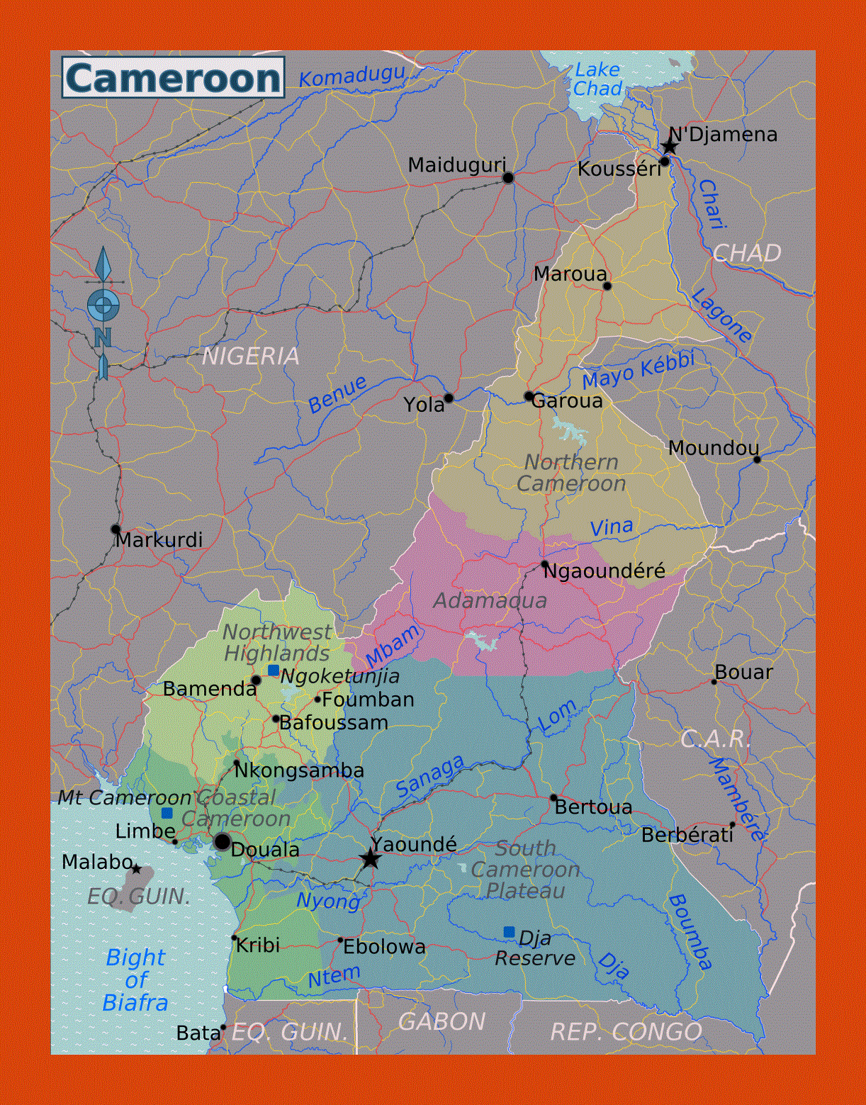 Regions map of Cameroon