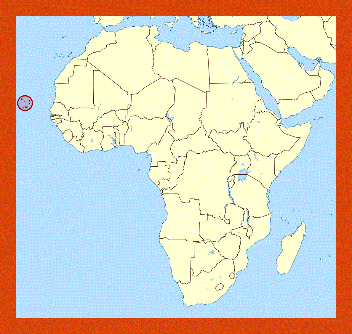 Map of Cape Verde in Africa