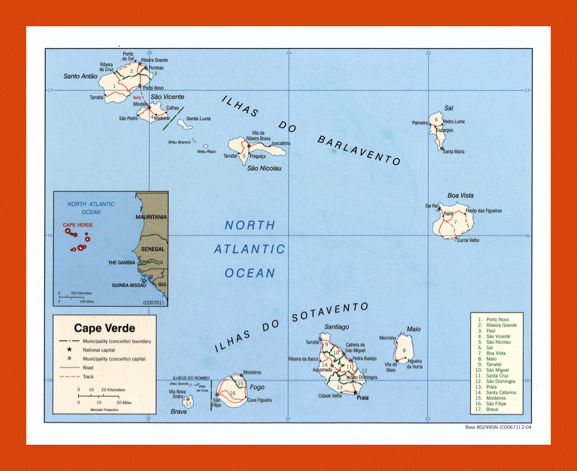 Political and administrative map of Cape Verde - 2004