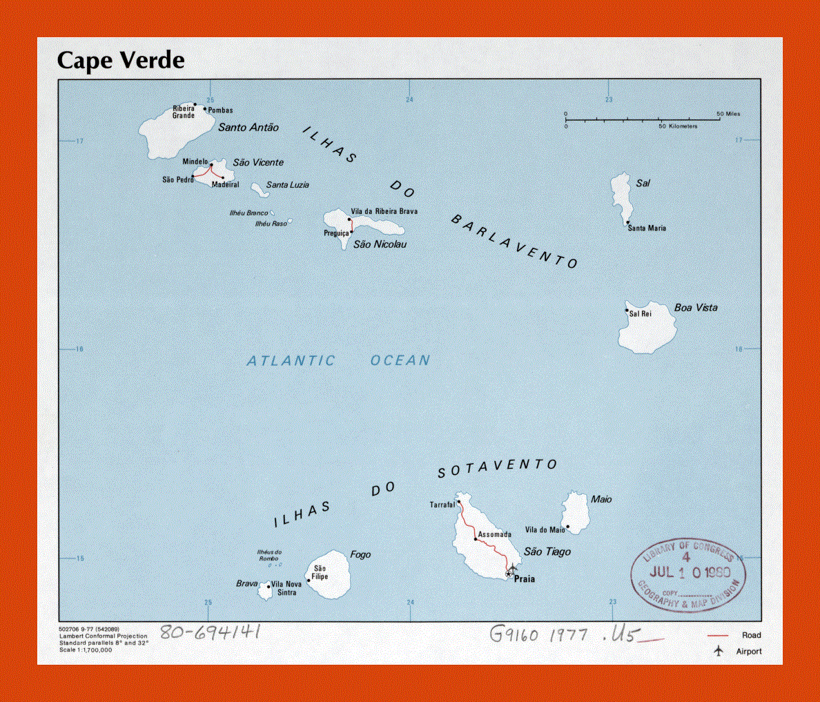 Political map of Cape Verde - 1977