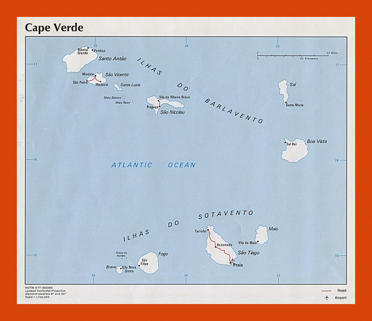 Political map of Cape Verde - 1977