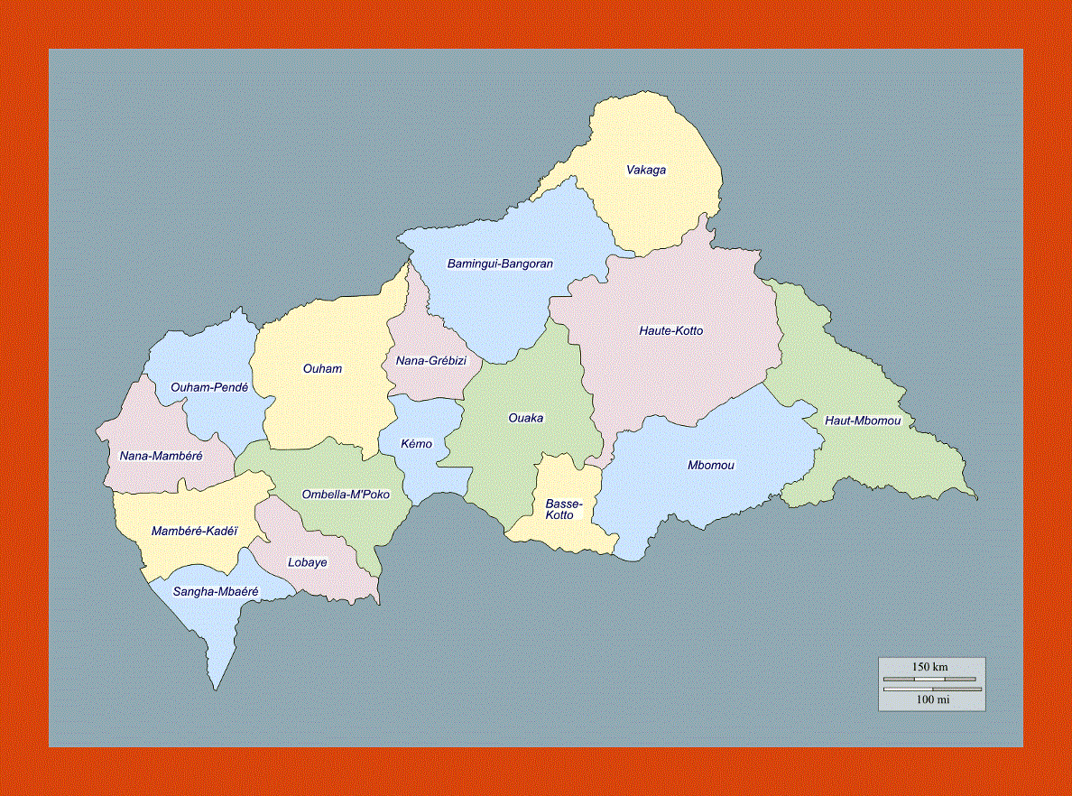 Administrative map of Central African Republic