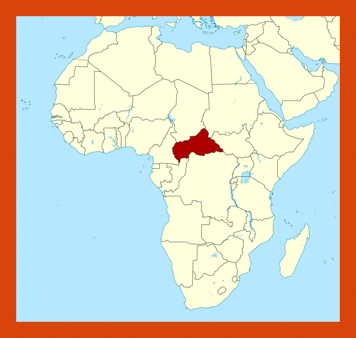 Location map of Central African Republic in Africa