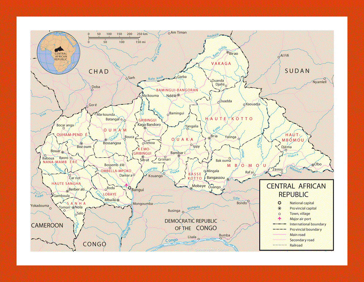 Political and administrative map of Central African Republic