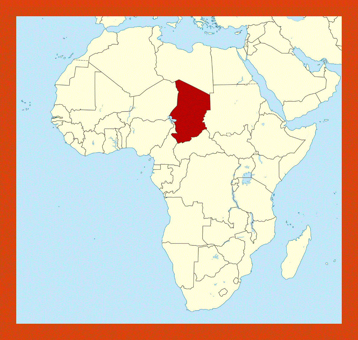 Location map of Chad in Africa