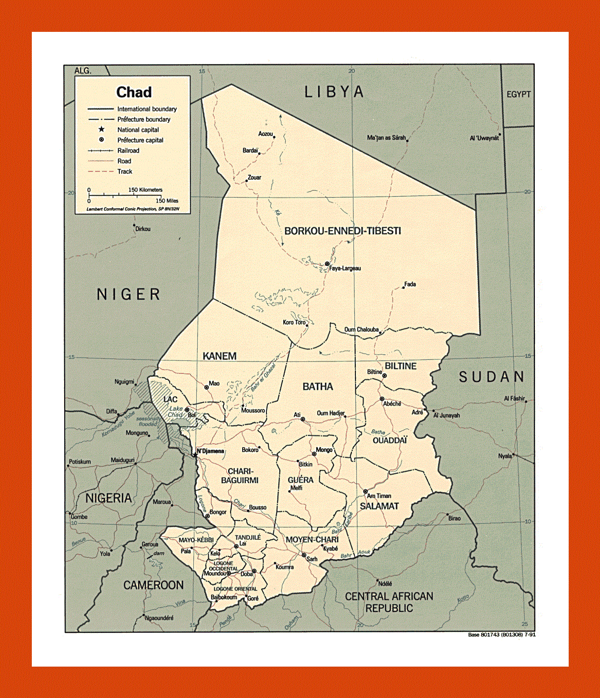 Political and administrative map of Chad - 1991