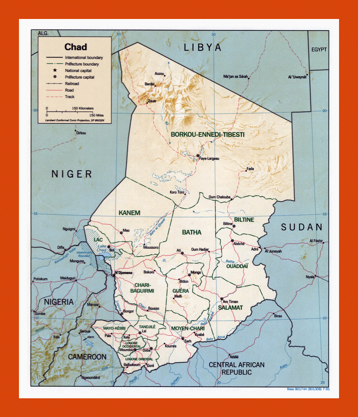 Political and administrative map of Chad - 1991