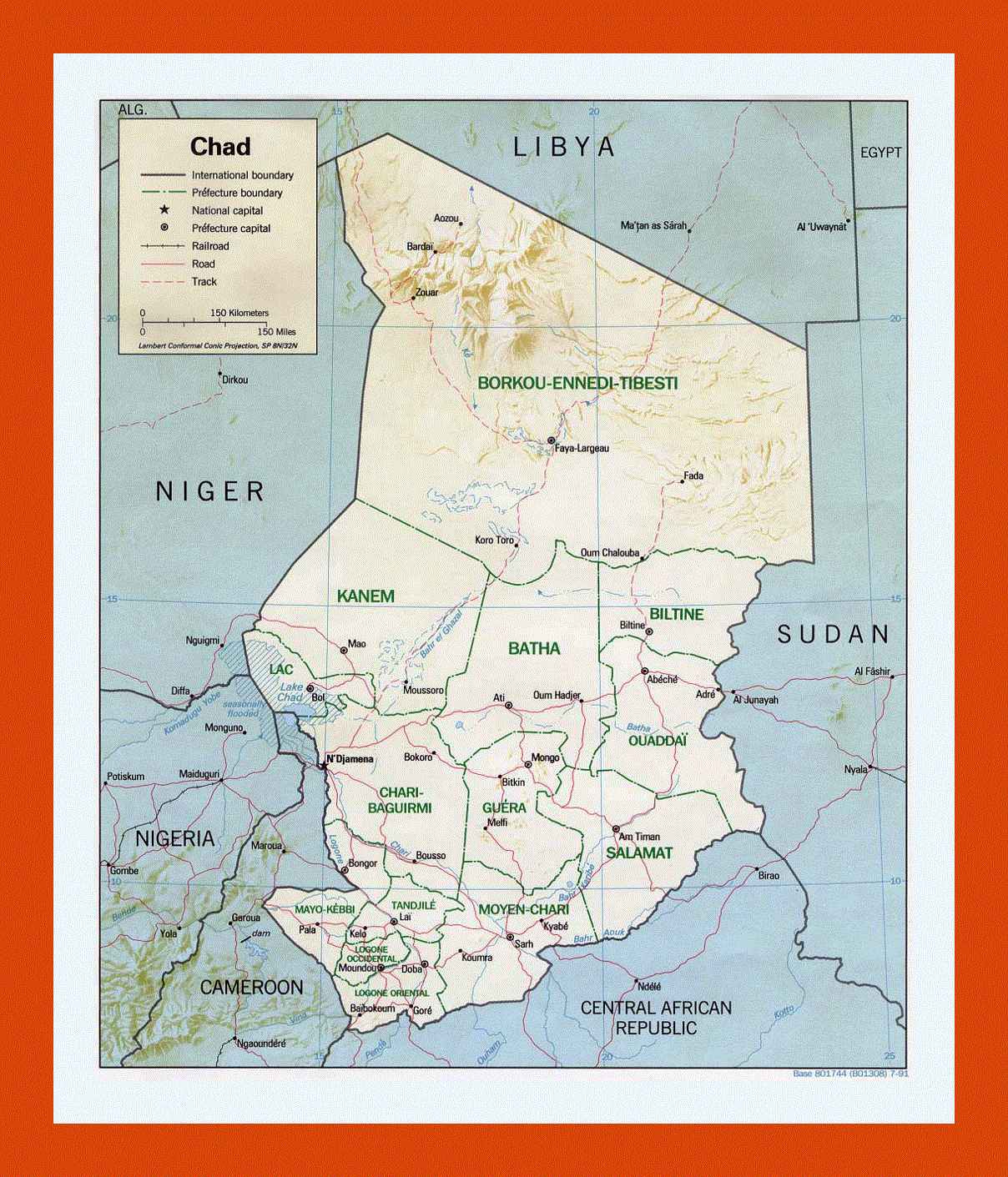 Political and administrative map of Chad - 1991