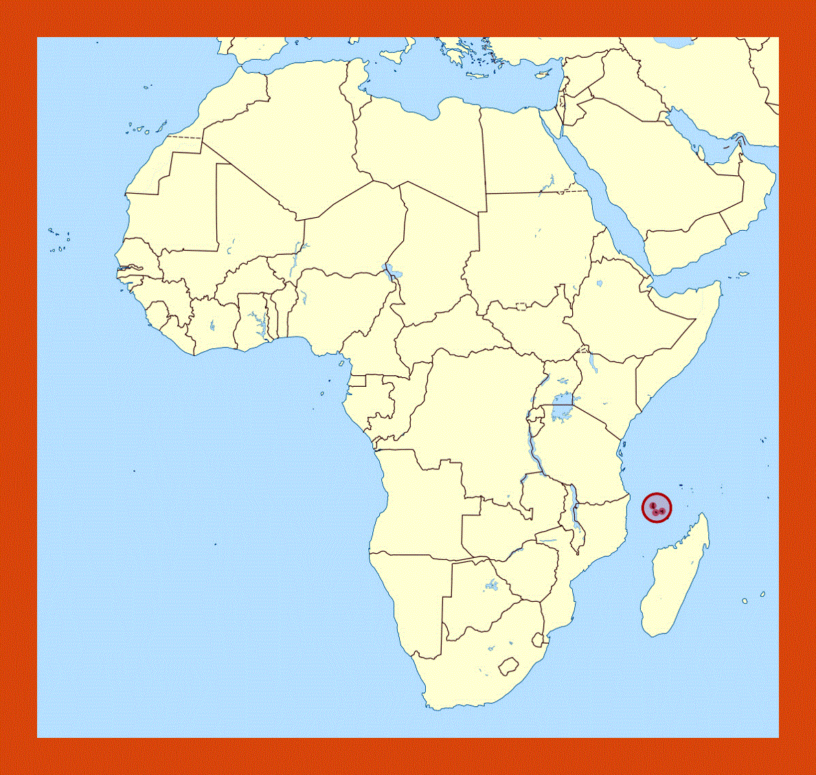 Location map of Comoros in Africa