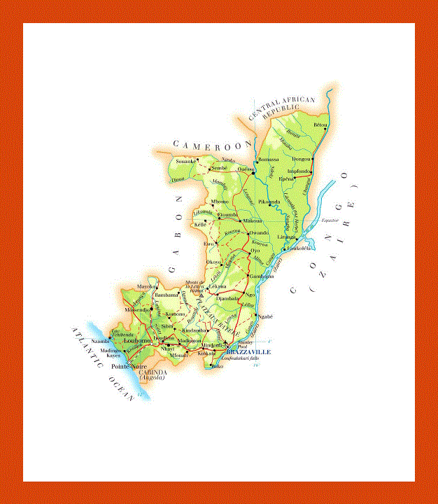 Elevation map of Congo