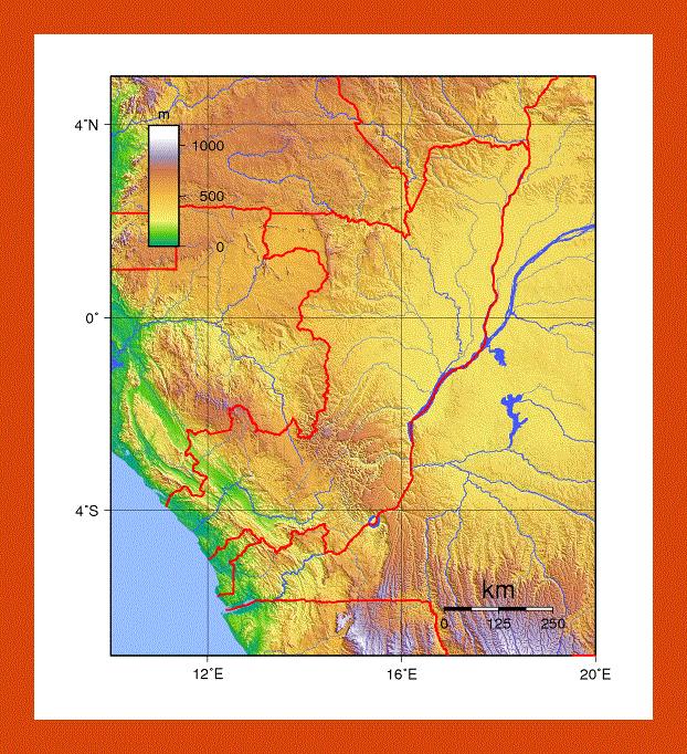 Physical map of Congo
