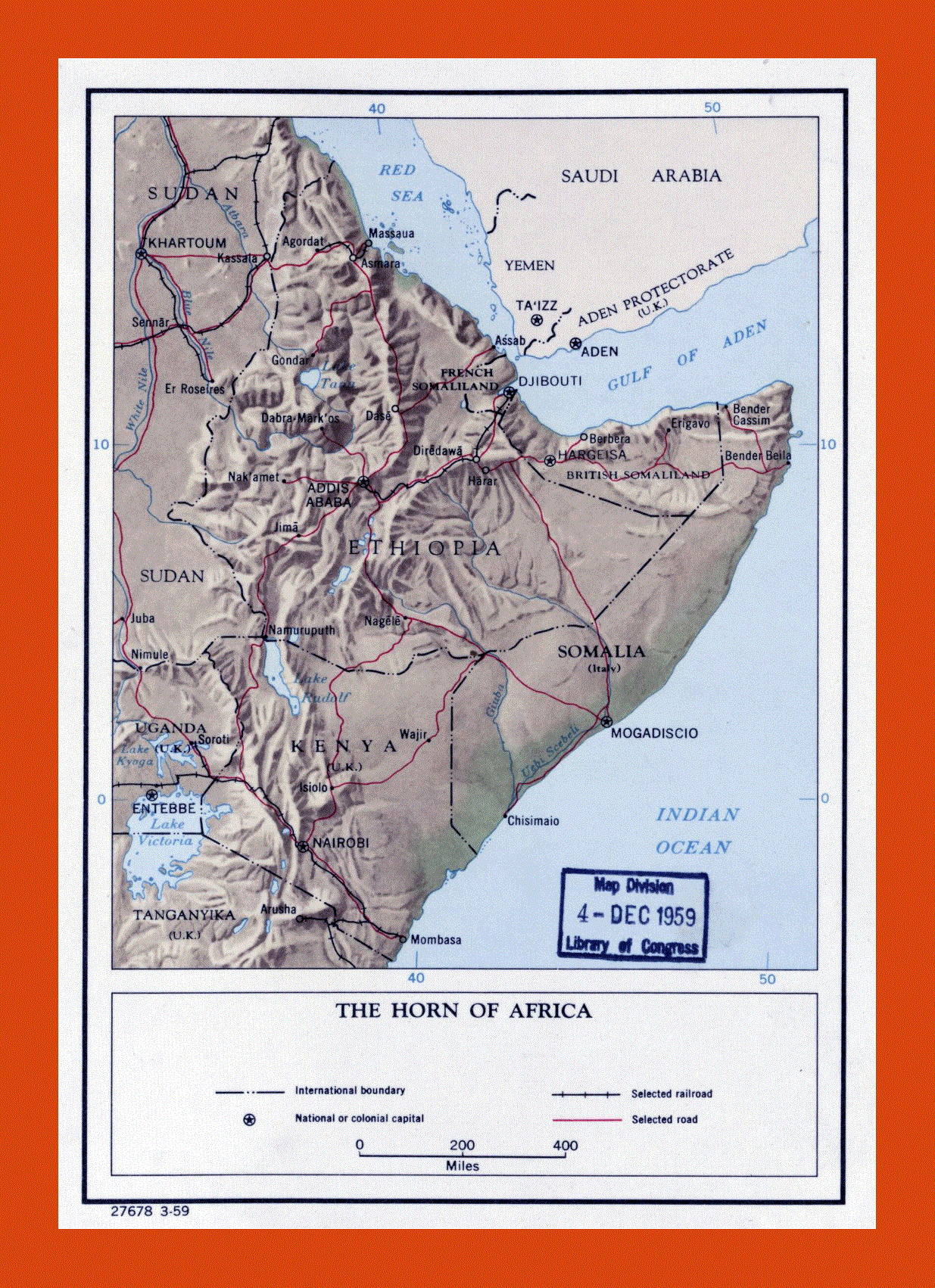 Political map of the Horn of Africa - 1959