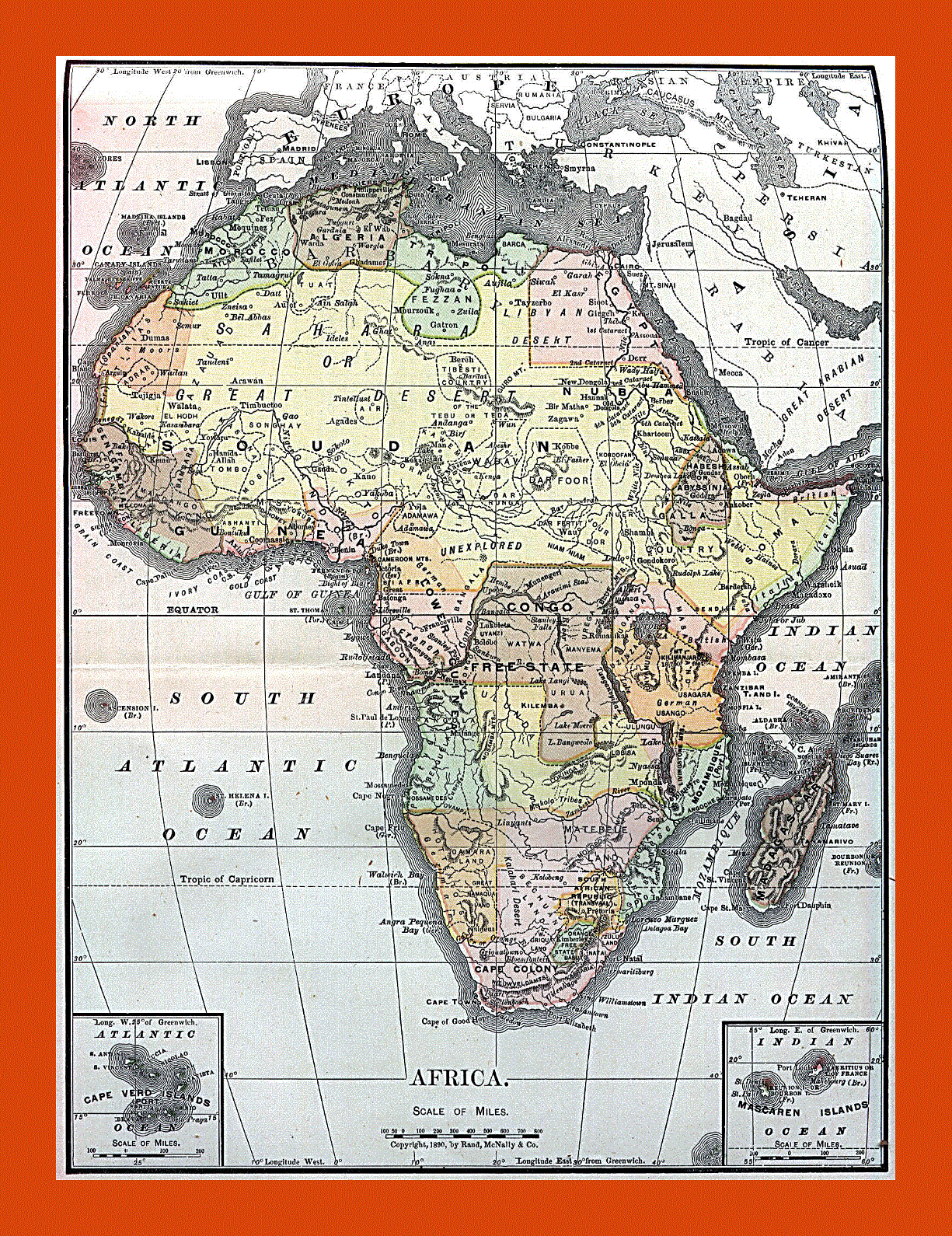 Old political map of Africa
