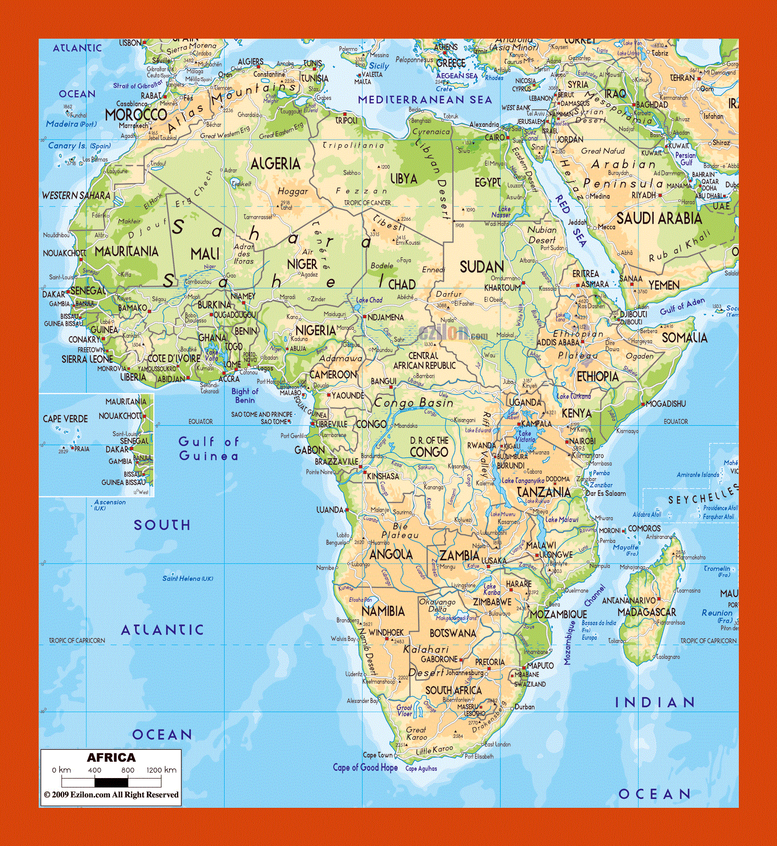 Physical Map Of Africa Maps Of Africa GIF Map Maps Of The World 