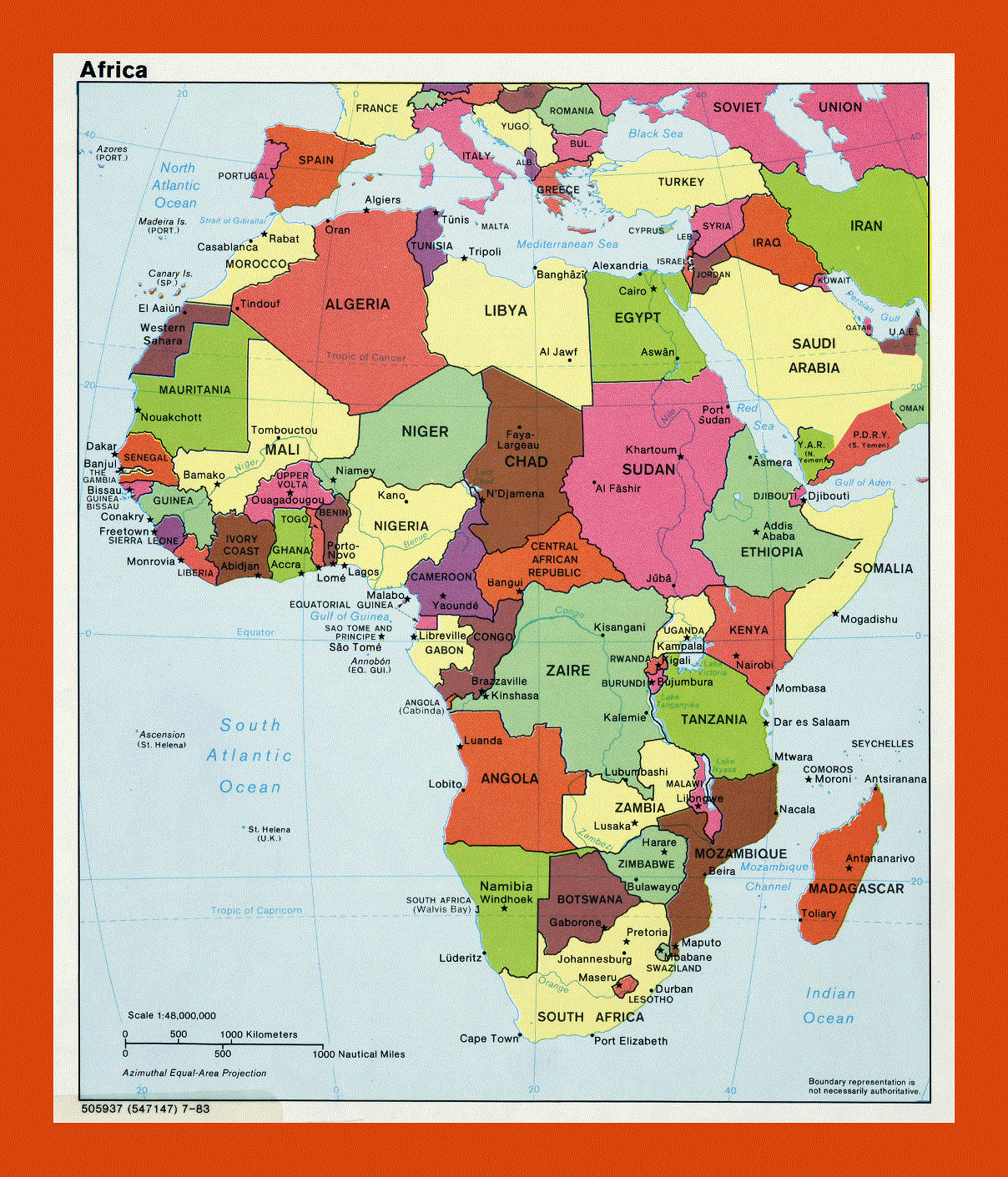 Political map of Africa - 1983