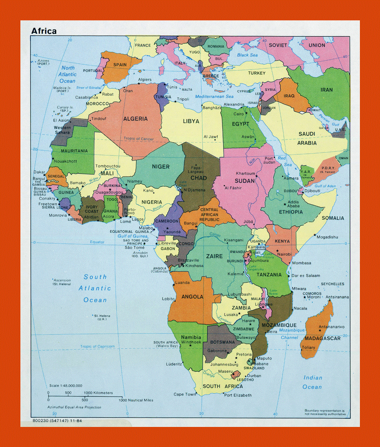 Political map of Africa - 1984