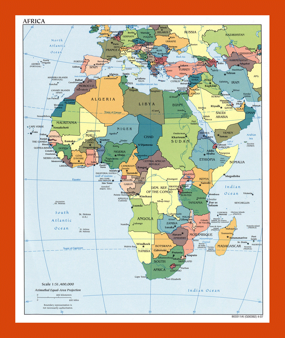 Political map of Africa - 2007