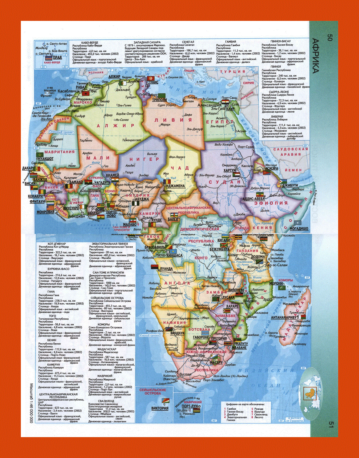Political map of Africa in russian