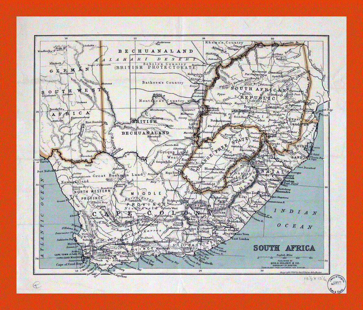 Old political map of South Africa - 1899