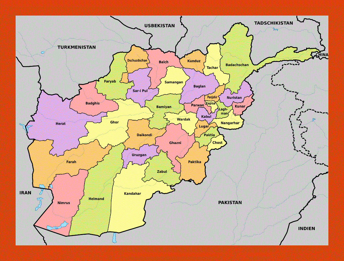 Administrative map of Afghanistan